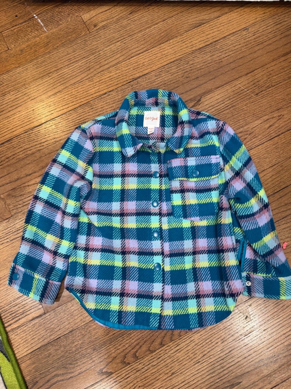 Cat & Jack Teal Plaid Jacket with Pink, Mint & Yellow Accents
